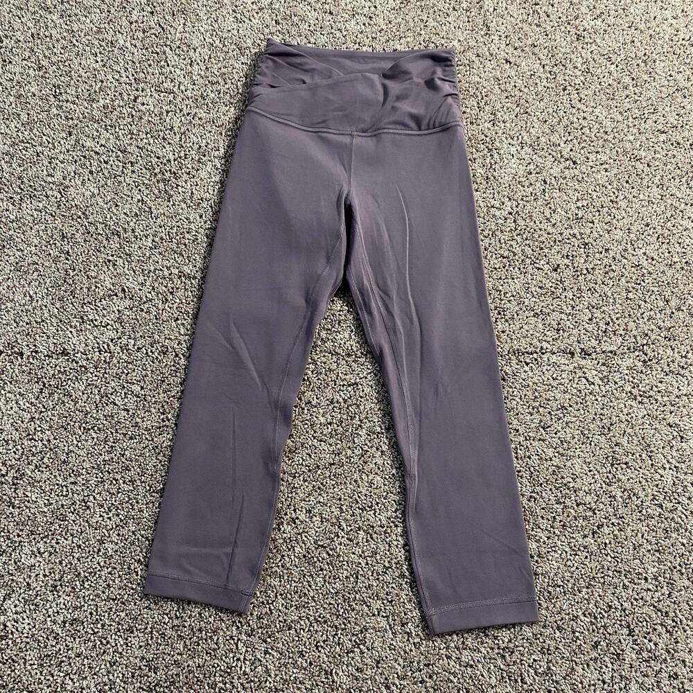 Lululemon Align High Rise‎ Ruched Waist Pant Leggings Cropped Size 4 Purple